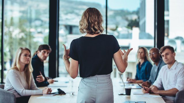 Professionals collaborating in a business meeting